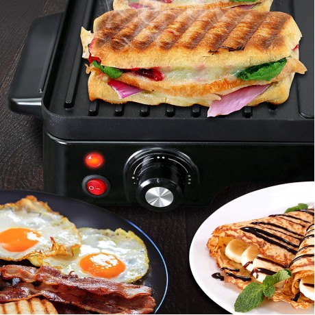 NutriChef Electric Griddle-Crepe Maker Hot Plate Cooktop with Press Grill for Paninis Ones size Black B08PZ4Y44J