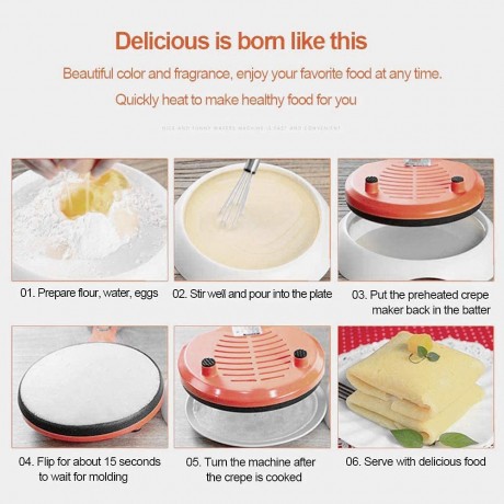 Portable Electric Crepe Maker 110V Non-Stick Crepe Pan Auto Temperature Control for Crepes Pancakes Bacon Tortilla Red B0872YT67X