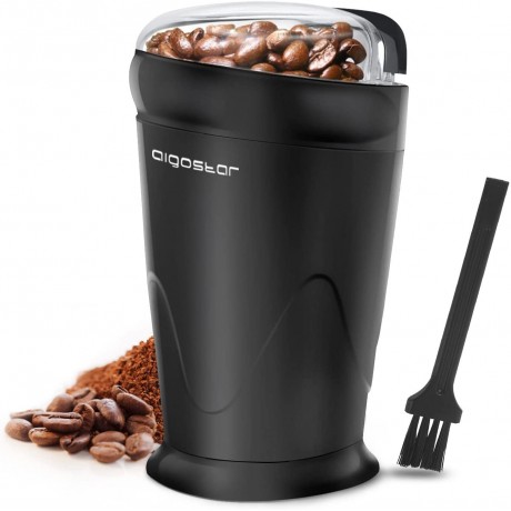 Coffee Grinder Electric 60g 2oz Large Capacity Aigostar Coffee Bean Grinder Spice Grinder with One Touch Operation Cleaning Brush Included Black B07G84TNJQ