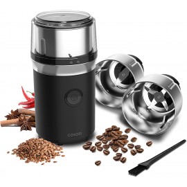 COSORI Electric Coffee Grinders for Spices Seeds Herbs and Coffee Beans Spice Blender and Espresso Grinder Wet and Dry Grinder Included 2 Removable Stainless Steel Bowls Black B0999CJBD9