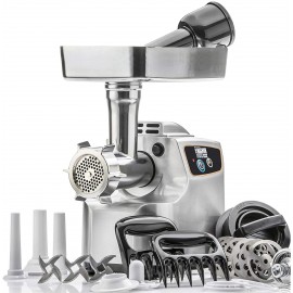 STX International "Gen 2 -Platinum Edition" Magnum 1800W Heavy Duty Electric Meat Grinder 3 Lb High Capacity Meat Tray 6 Grinding Plates 3 S S Blades 3 Sausage Tubes & 1 Kubbe Maker & Much More! B008LFAS08