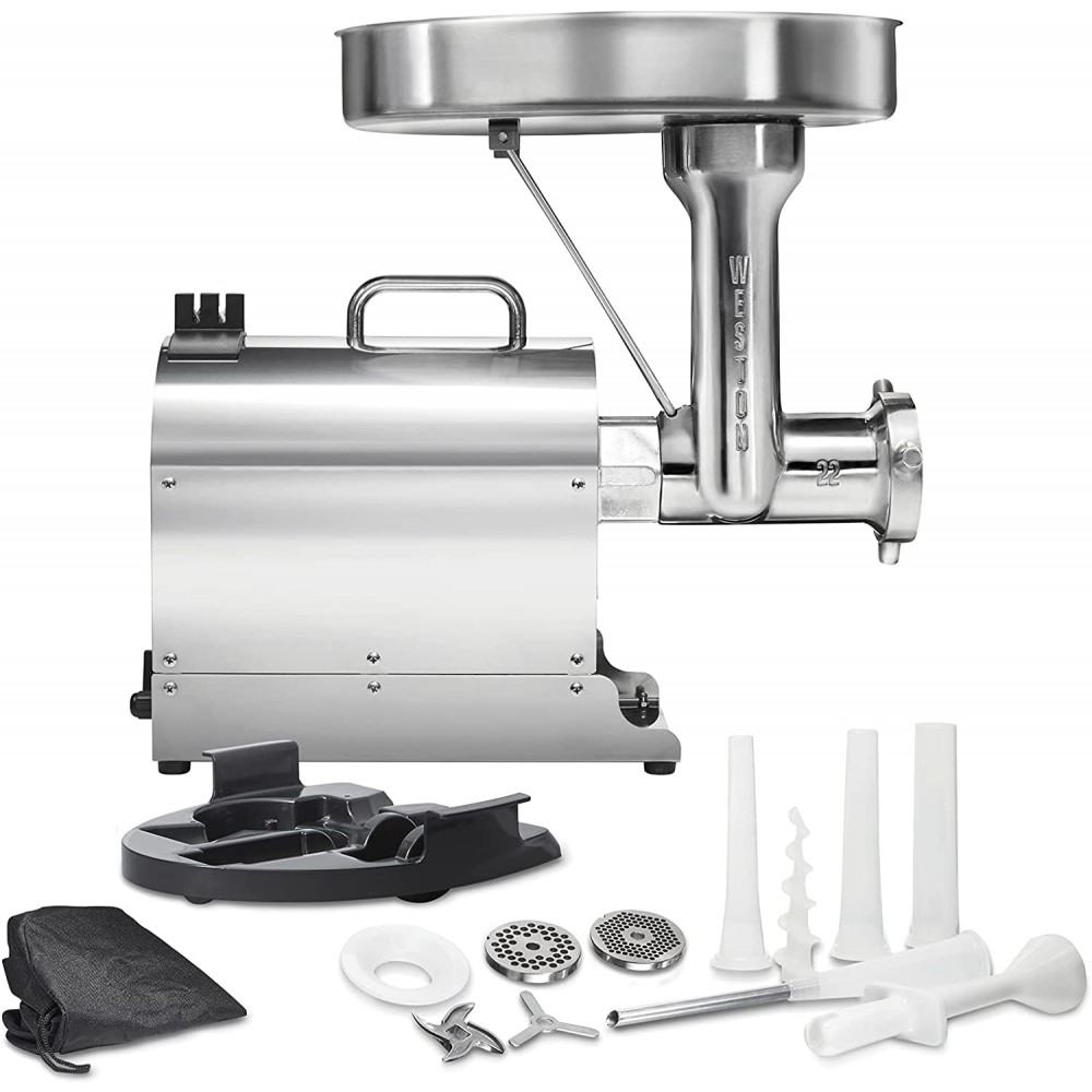 Weston Pro Series Electric Meat Grinder Commercial Grade 1120 Watts 1.5 HP 14lbs. Per Minute Stainless Steel 10-2201-W B0716Q44T2