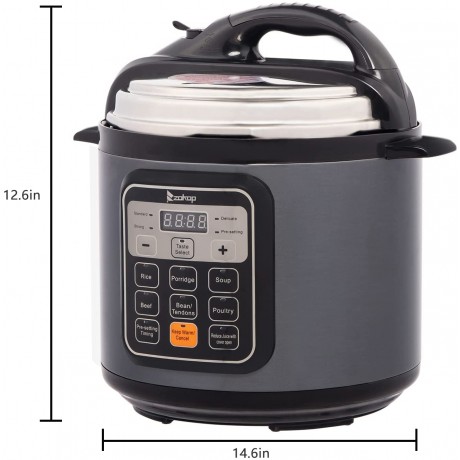 13-in-1 Electric Pressure Cooker,1000W Push-Button Stainless Steel Electric Pressure Cooker Multi-Functional Cooker Rice Cooker Steamer Sauté pan Egg Cooker Warmer and More Grey C B09ZTWV5YV
