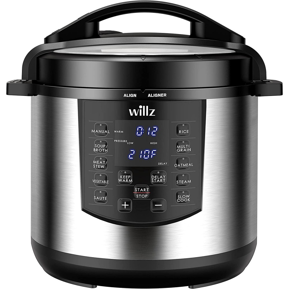 Willz 6-in-1 Multi-Use Programmable Pressure Cooker Slow Cooker Rice Cooker Steamer Sauté & Food Warmer 6 Qt Stainless Steel B08WRQ3K2H