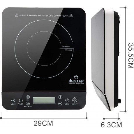 Duxtop Portable Induction Cooktop Countertop Burner Induction Hot Plate with LCD Sensor Touch 1800 Watts Black 9610LS BT-200DZ B07KSNTSVR