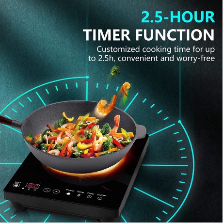 Tenavo 1800W Portable Induction Cooktop Induction Hot Plate Induction Burner with Sensor Touch Single Induction Cooktop 10 Power and Temperature Levels B09DYJG6WK
