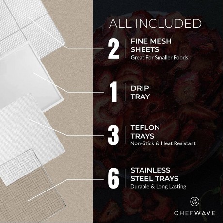 ChefWave Commercial Countertop Electric Food Dehydrator Digital Temperature Control & Timer 6 Stainless Steel Trays for Dried Fruit Veggie Meat Beef Jerky Herbs Dehydrators B07T812RC6
