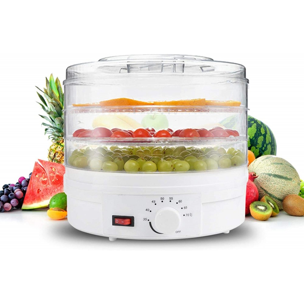 Electric Food Dehydrator Machine,Transparent Mini Dryer for Fruit Meat Beef Jerky Vegetables Dog Treats,3 Stackable BPA Free Trays,360ºHigh-Heat Circulations,Overheat ProtectionUS B08X2NV17Y