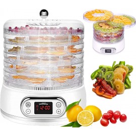 KGK Dehydrator for Food and Jerky 6 Trays Food Dehydrator with Mesh Screen&Fruit Roll Sheet Digital Timer&Temperature Control Electric Dehydrator for Fruit Meat Vegetable Dog Treats 400W BPA-Free B08KT9N1HG
