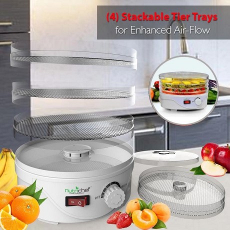 NutriChef Dehydrator Machine Professional Electric Multi+Tier Food Preserver Meat or Beef Jerky Maker Fruit & Vegetable Dryer with 4 Stackable Trays PKFD08 B01BI5CG7A