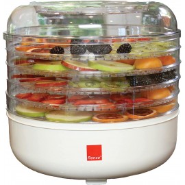 Ronco 5-Tray Dehydrator Food Preserver Quiet & Easy Operation for Beef Turkey Chicken Fish Jerky Fruits Vegetables Classic White B08JQNV1BG
