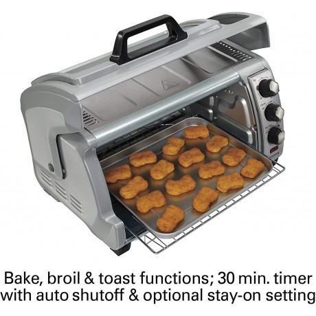 Hamilton Beach Countertop Toaster Oven Easy Reach with Roll-Top Door 6-Slice & Auto Shutoff Silver 31127D Renewed B07V1P1S2D