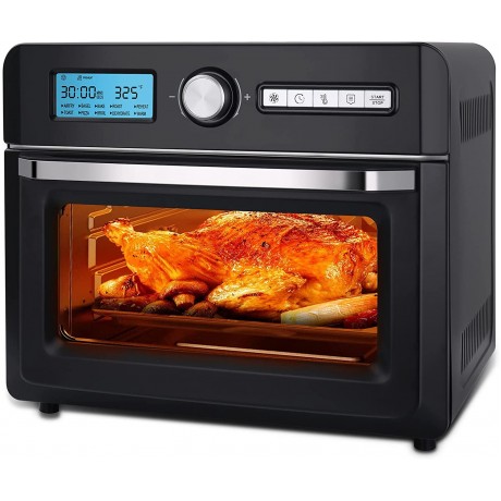 Toaster Oven Air Fryer 13-in-1 Digital Convection Oven 6-Slice Bread 10-Inch Pizza Black Stainless Steel 1550W with Timer Includes Baking Pan and Rack Black B09TDKN2WK