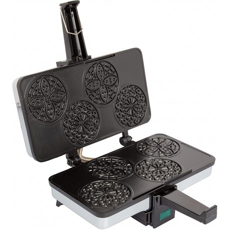 CucinaPro Piccolo Pizzelle Baker Grey Nonstick Interior Electric Press Makes 4 Mini Cookies at Once B000I1TLW4