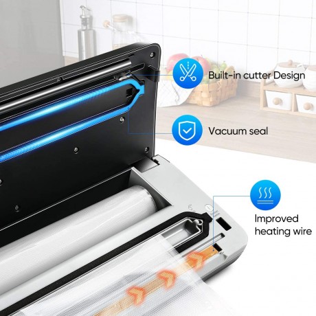 Vacuum Sealer Machine Upgraded Automatic Food Sealer Vacuum Packing Machine with Dry & Moist Food Modes and One Roll Sealing Bag for Food Preservation and Sous Vide B09ZY6HD7W