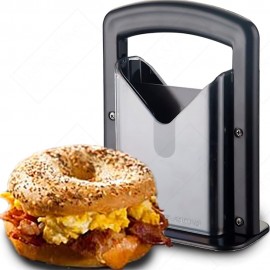 Bagel Slicer,Commercial Bagel Cutter,Built-In Safety Shield,Easy and Safe To Use,Stainless Steel Bagel Guillotine,Serrated Blade,Universal Slicer,For Small,Large Bagels,English Muffins,Restaurantware B08N1CYH4G