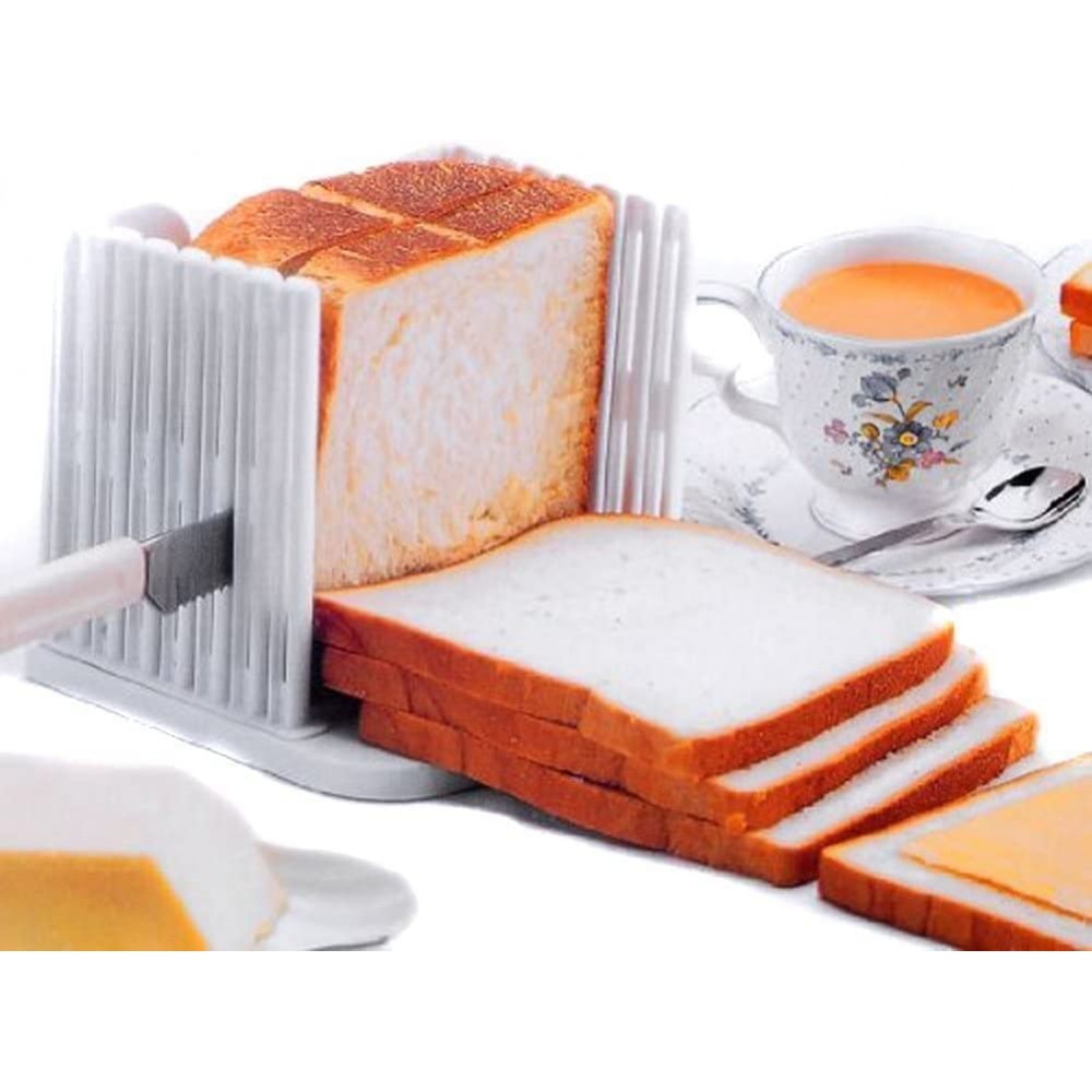 Haiqings EB-01 Kitchen Pro Bread Loaf Slicer Slicing Cutter Cutting Cuts Even Slices Guide Tool White Premium Quality jiangyu1994 B0B3HNDN2D
