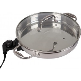 Electric Skillet By Cucina Pro 18 10 Stainless Steel with Tempered Glass Lid 12" Round B0014E9C5U