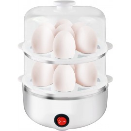 Double Tier Egg Cooker Boiler Rapid Maker & Poacher Meal Prep for Week Family Sized Meals: Up To 14 Large Boiled Eggs B09Z1TNLNW