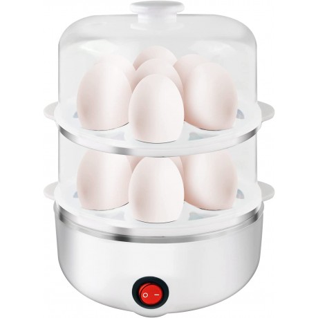 Double Tier Egg Cooker Boiler Rapid Maker & Poacher Meal Prep for Week Family Sized Meals: Up To 14 Large Boiled Eggs B09Z1TNLNW