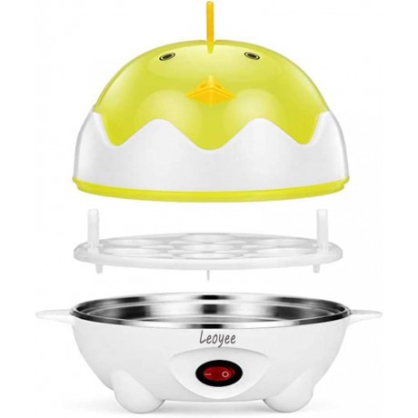 Leoyee Egg Cooker Electric Egg Poacher Egg Steamer Boiled Poached Rapid Egg Cooker with Automatic Shut Off Soft Medium Hard-Boiled Egg Cooker 7 Eggs Capacity with Water Measuring Cup YellowWhite B07PWJJMX9